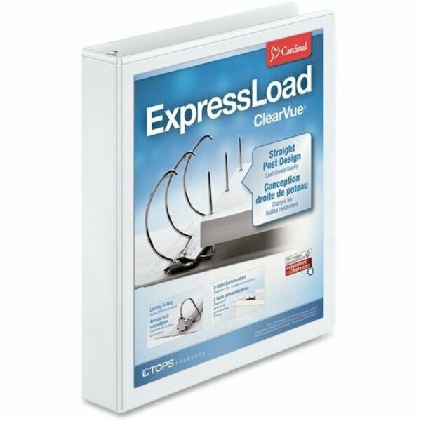 Cardinal Brands EXPRESSLOAD CLEARVUE LOCKING D-RING BINDER, 3 RINGS, 1.5in CAPACITY, 11 X 8.5, WHITE CRD49110